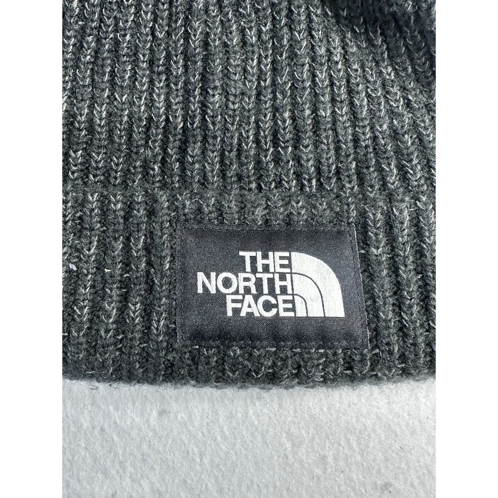 The North Face Ribbed Cuffed Beanie Hat Grey Winter Cap Unisex